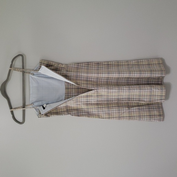J. Crew Midi Dress 2 Tan Plaid Spaghetti Strap 100% Cotton Cottage Preppy Casual - Picture 8 of 15